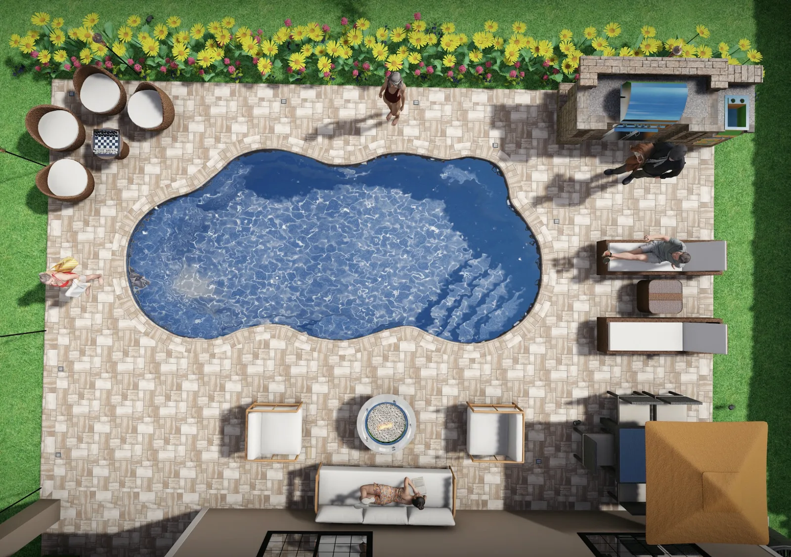 Pool designed live in the 3D studio